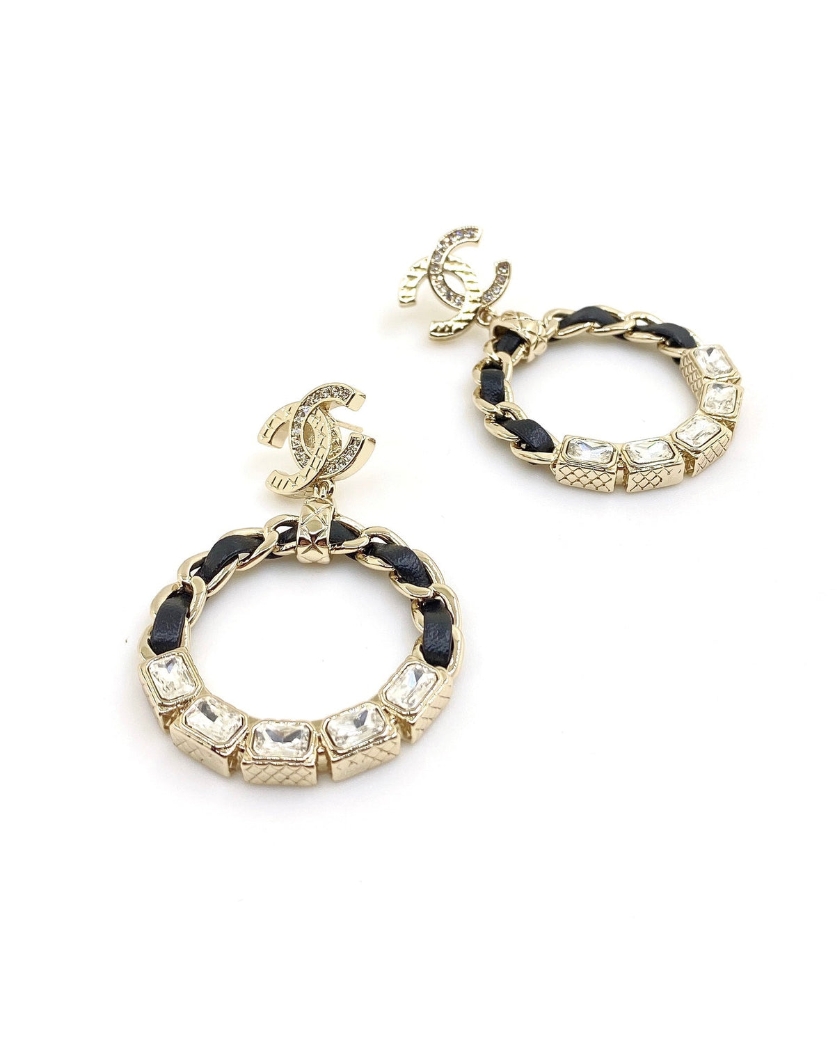 Chanel Round Crystal Earrings - 18K Yellow Gold