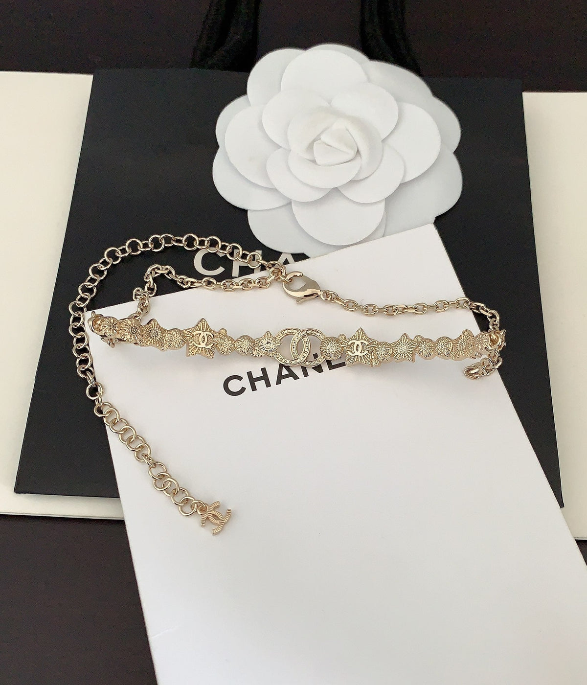 Chanel White Pearl Crystal Necklace