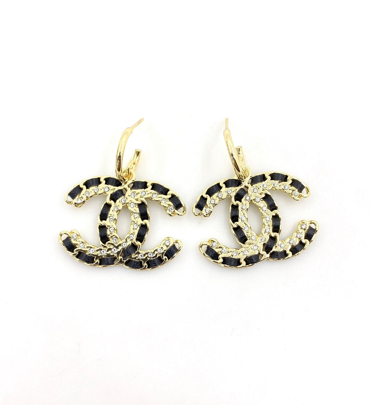 Chanel Pendant Leather Earrings - 18K Yellow Gold