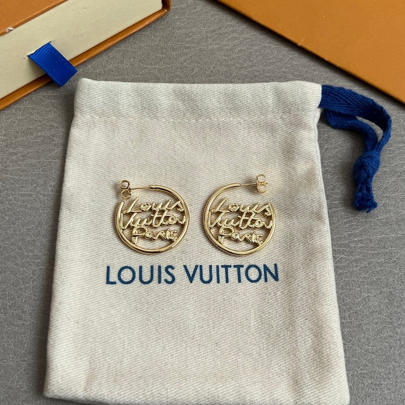 Louis Vuitton Script Earrings - 18K Gold