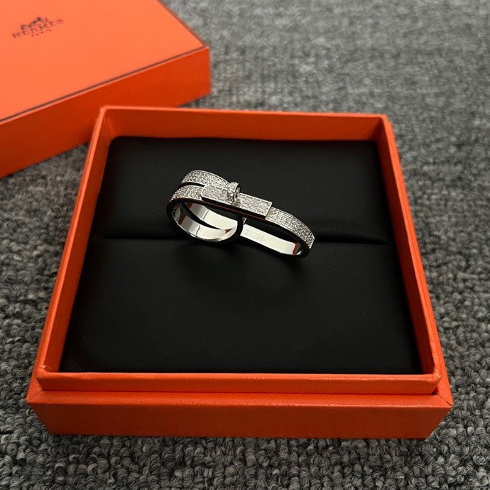 Hermes Kelly Gavroche Double Ring - 18K White Gold