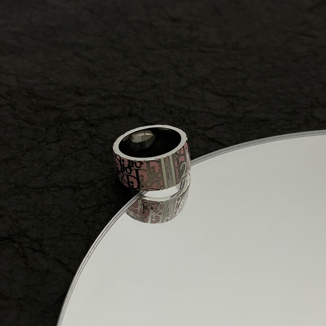 Dior Monogram Enamel Ring - 18K White Gold