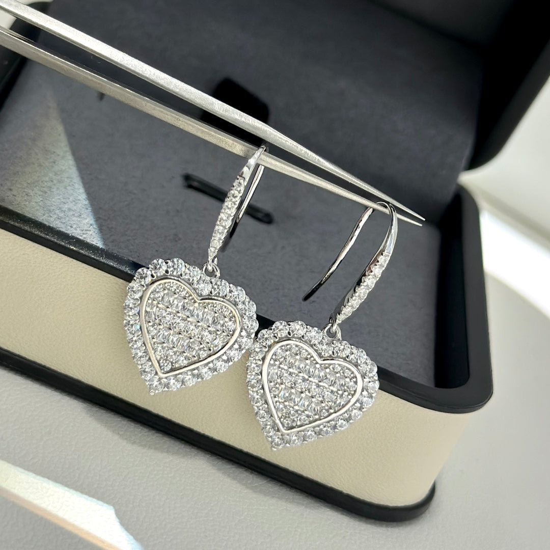 Tiffany Heart Diamond Earrings - 18K White Gold