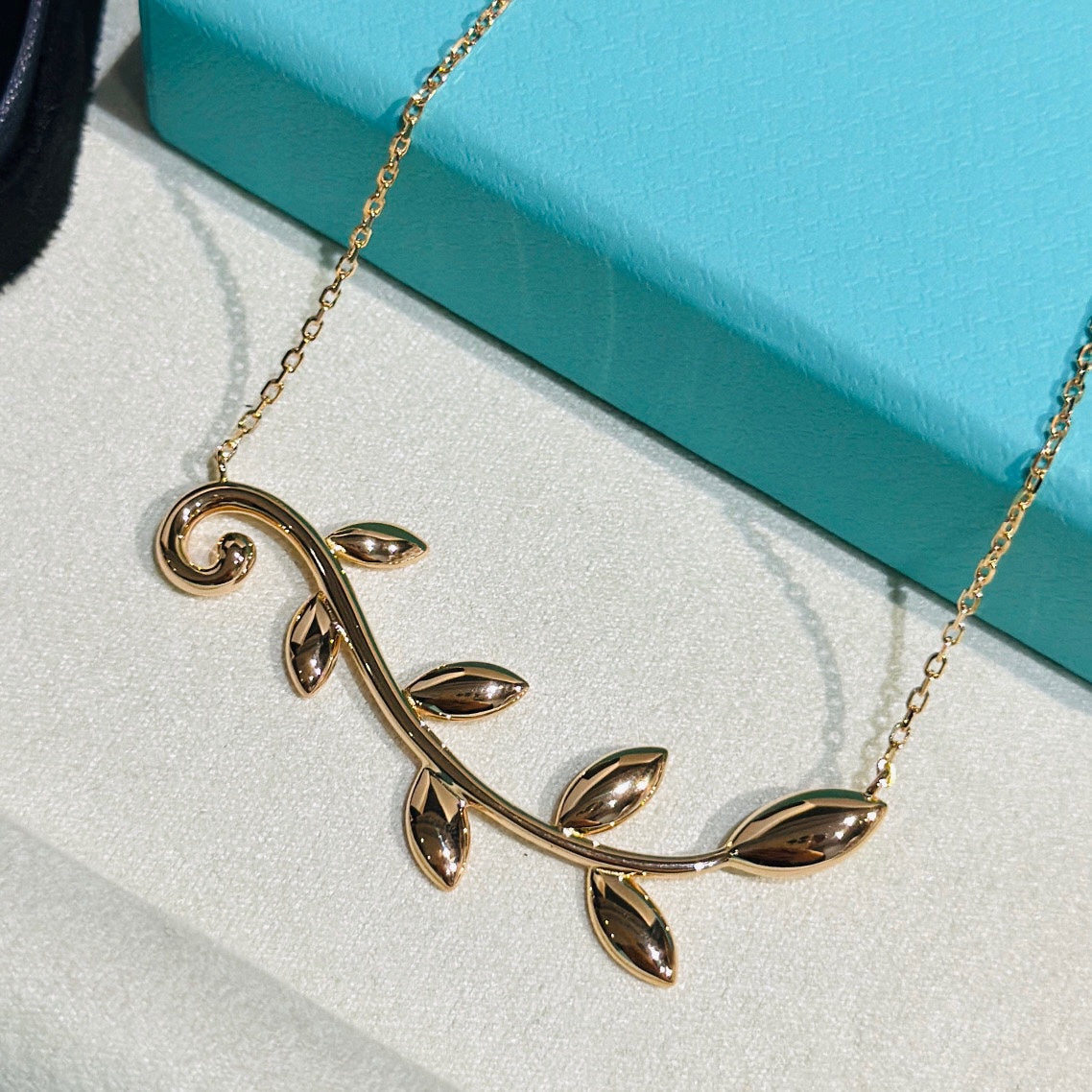 Tiffany Olive Leaf Vine Pendant Necklace