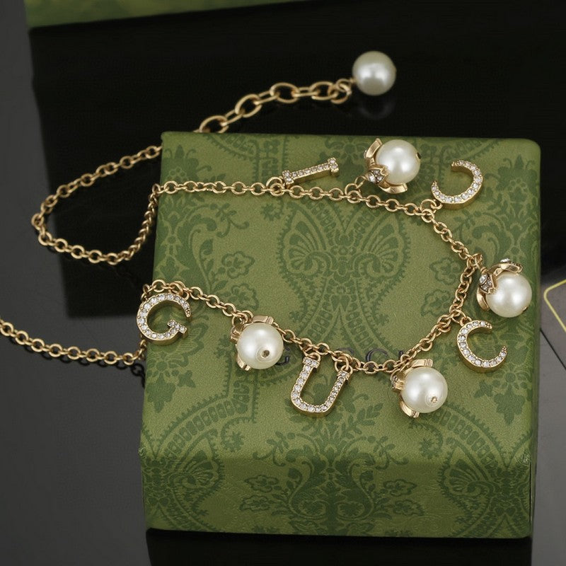 Gucci Double G Pearl Necklace
