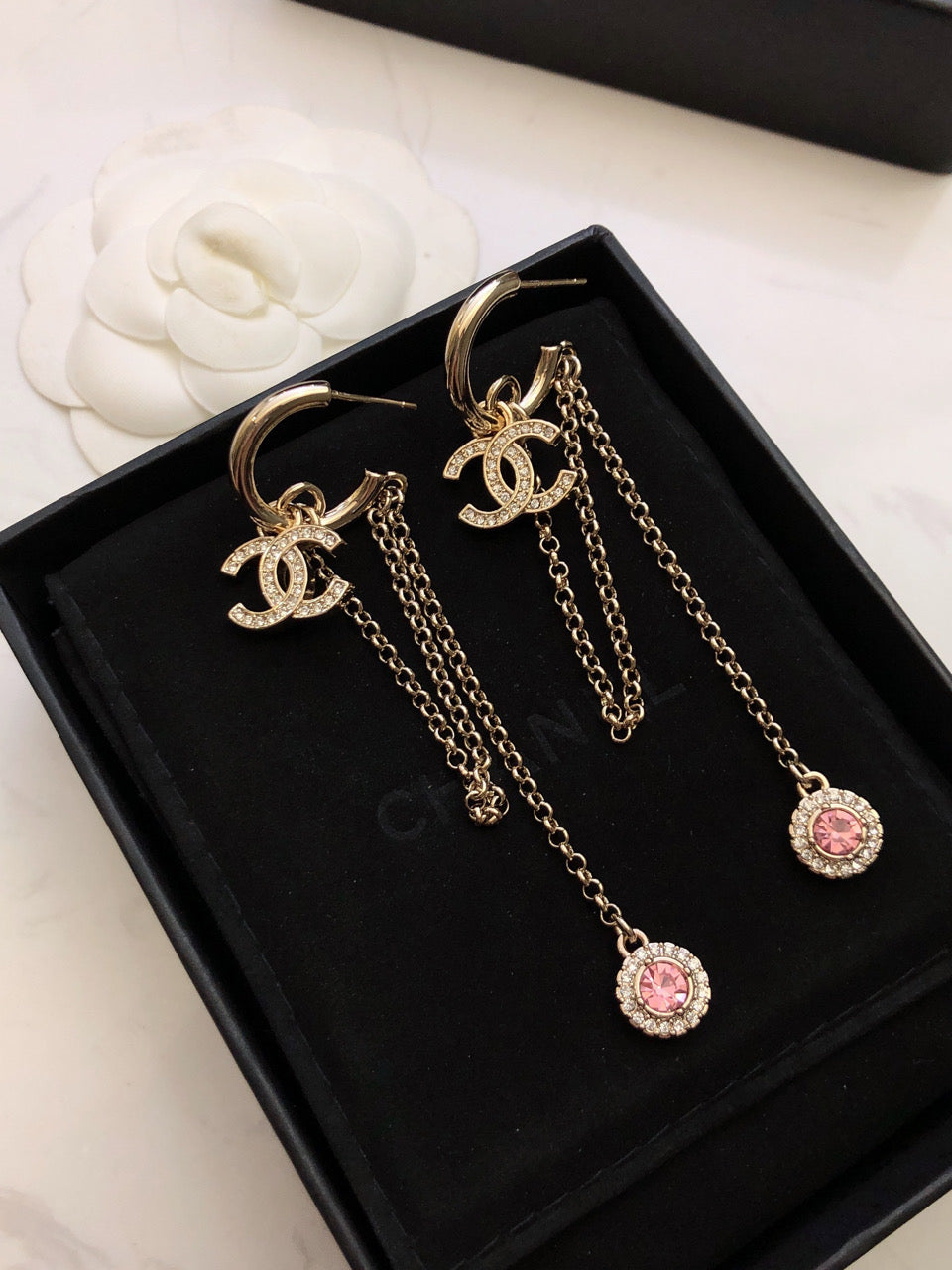 Chanel Tassel Crystal Earrings - 18K Yellow Gold