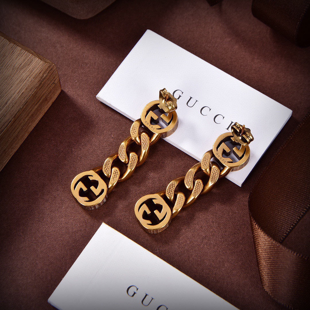 Gucci Double G Chain Earrings - 18K Yellow Gold