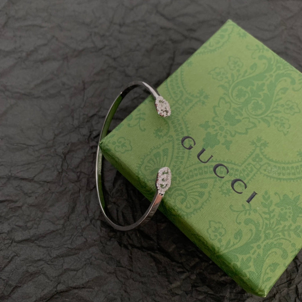 Gucci Double G Running Diamond Cuff Bracelet