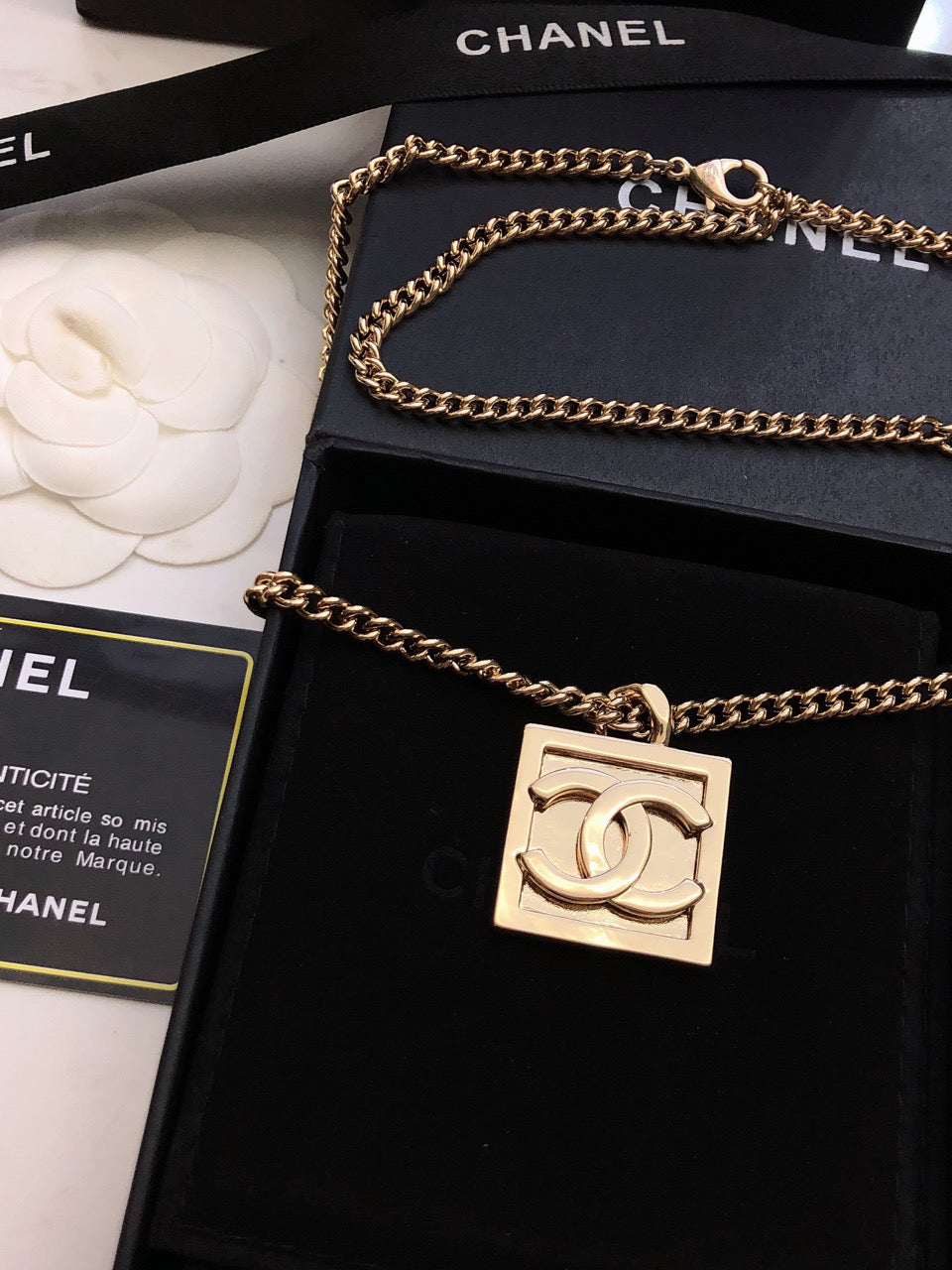 Chanel Square Logo Necklace
