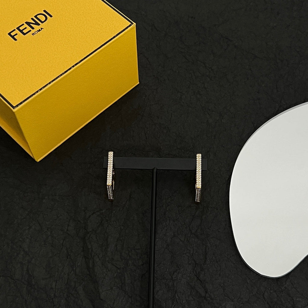 Fendi Forever Crystal Earrings - 18K Gold