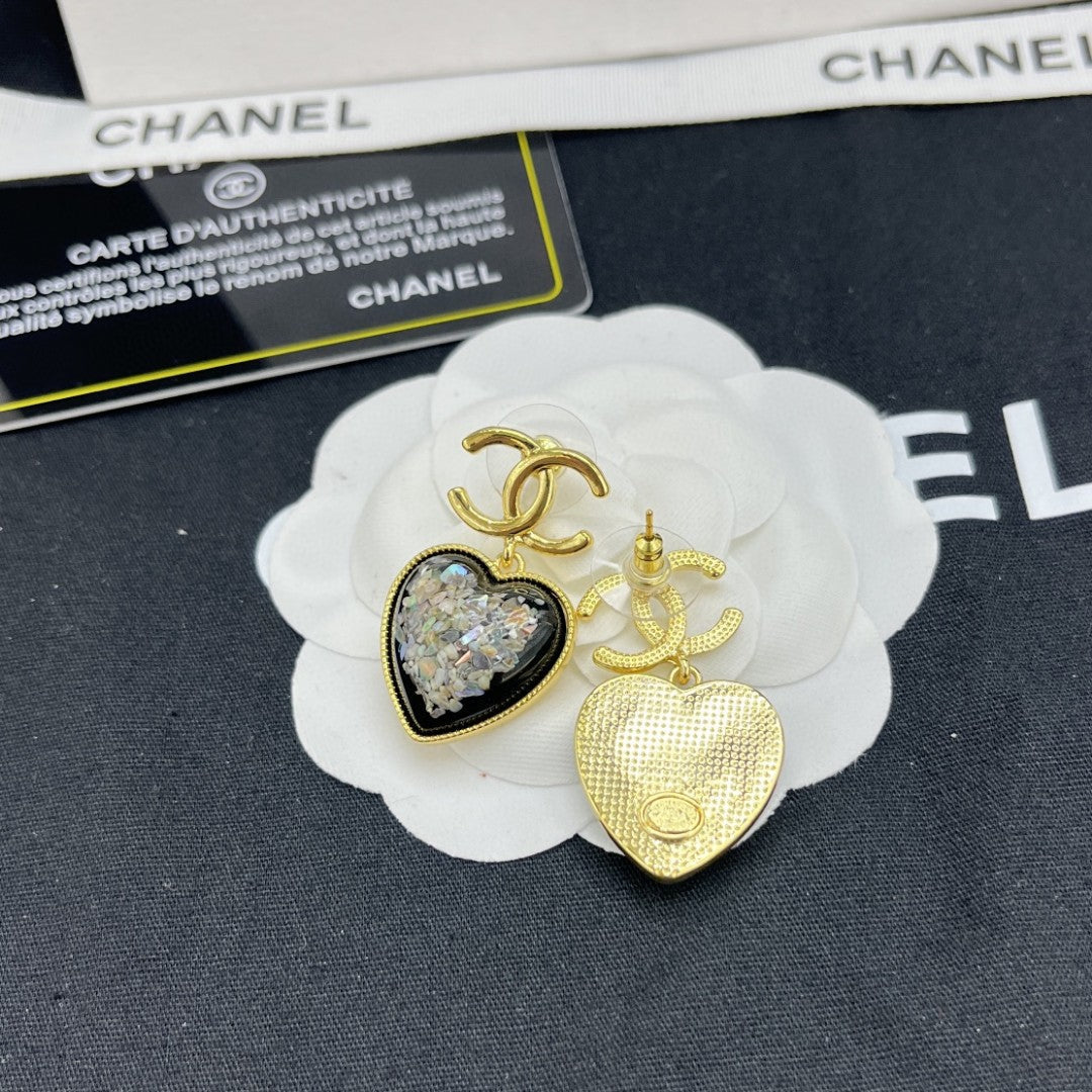 Chanel Multi-Color Crystals Heart Earrings - 18K Yellow Gold