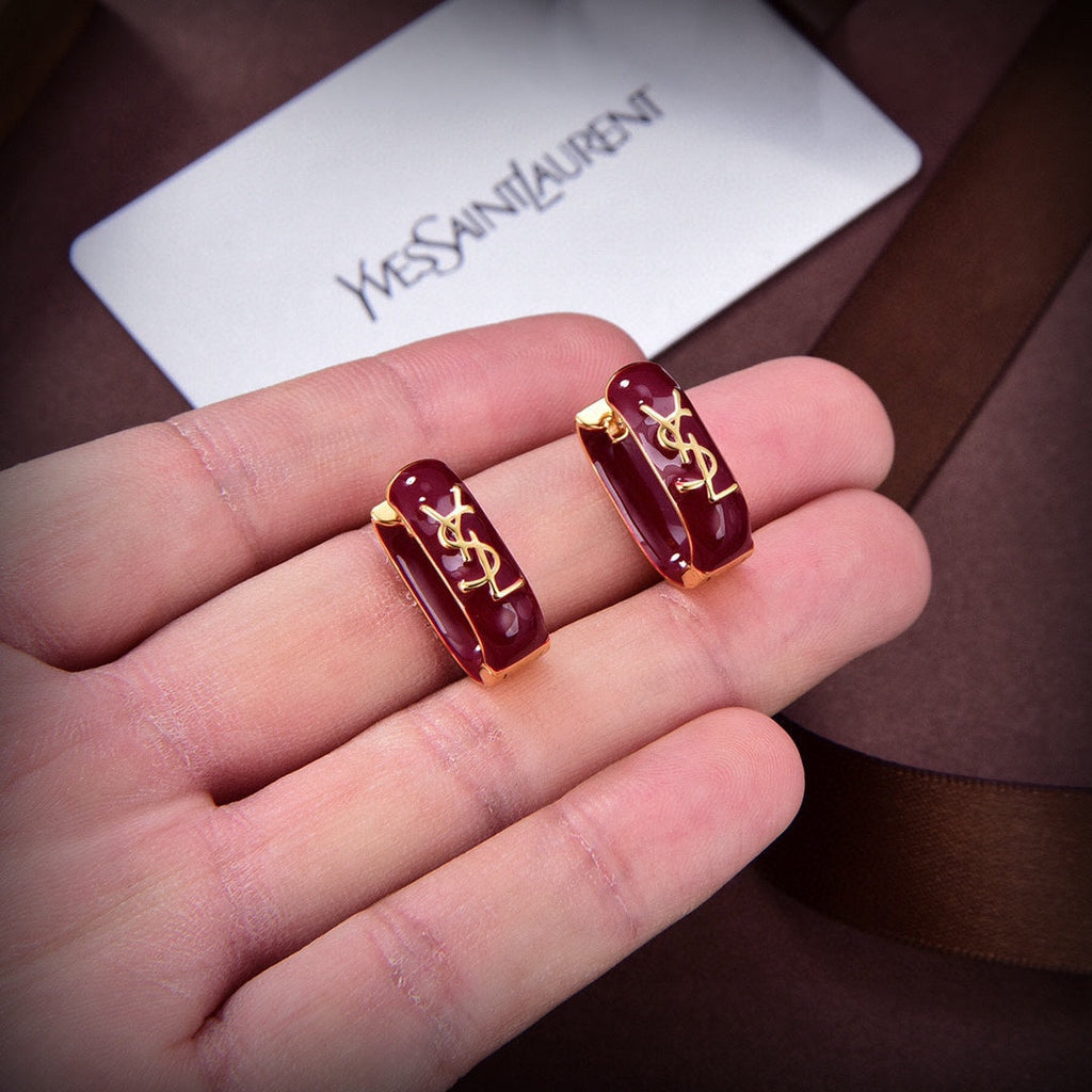 Red Earrings - 18K Yellow Gold