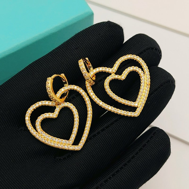 Tiffany Heart Diamond Earrings - 18K Gold