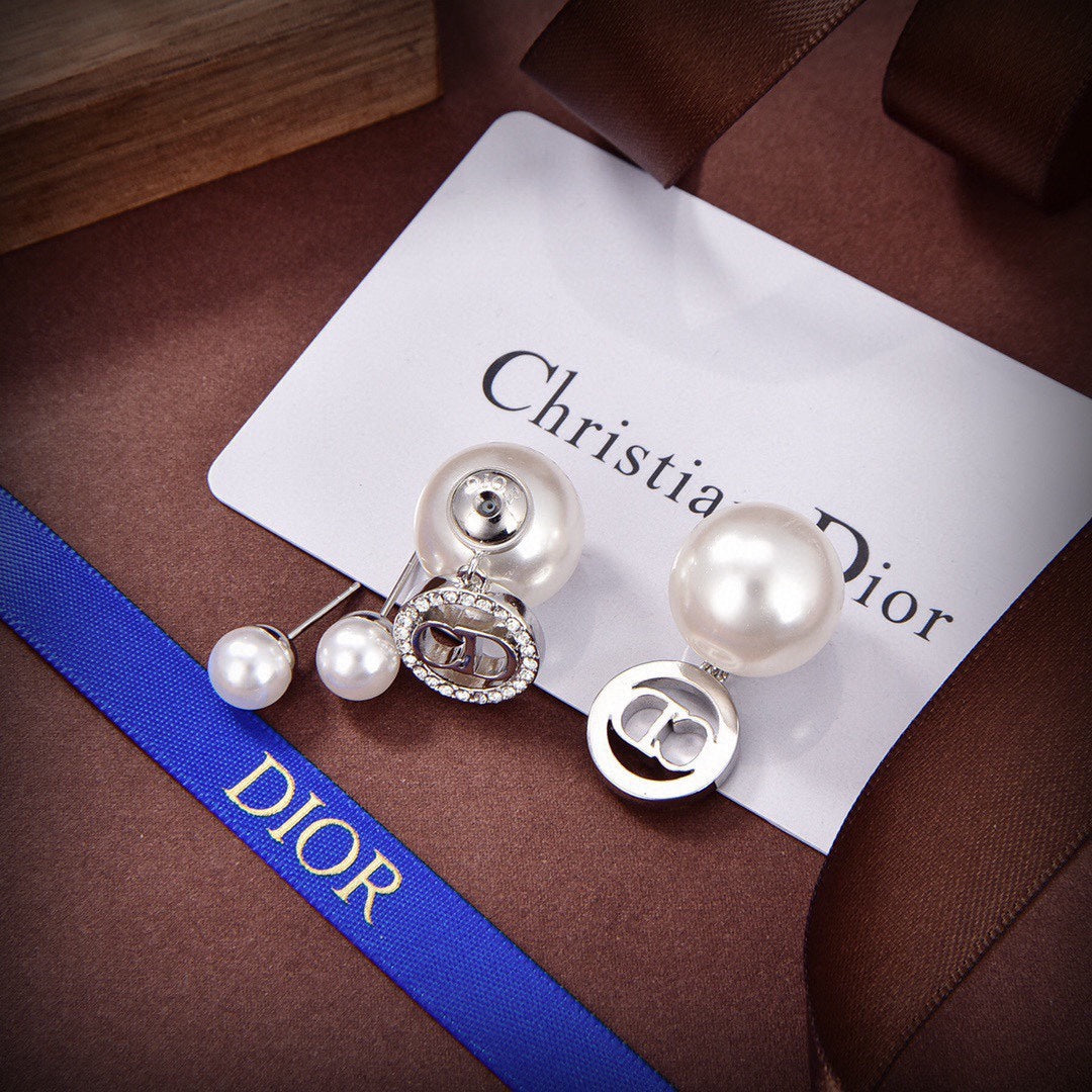 Dior Tribales White Resin Pearl Earrings