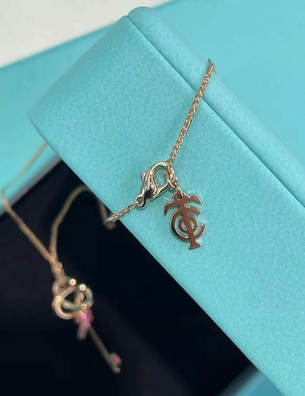 Tiffany Keys Woven Pink Diamonds Medium Necklace