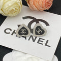 Chanel Black & Red Heart Earrings - 18K White Gold