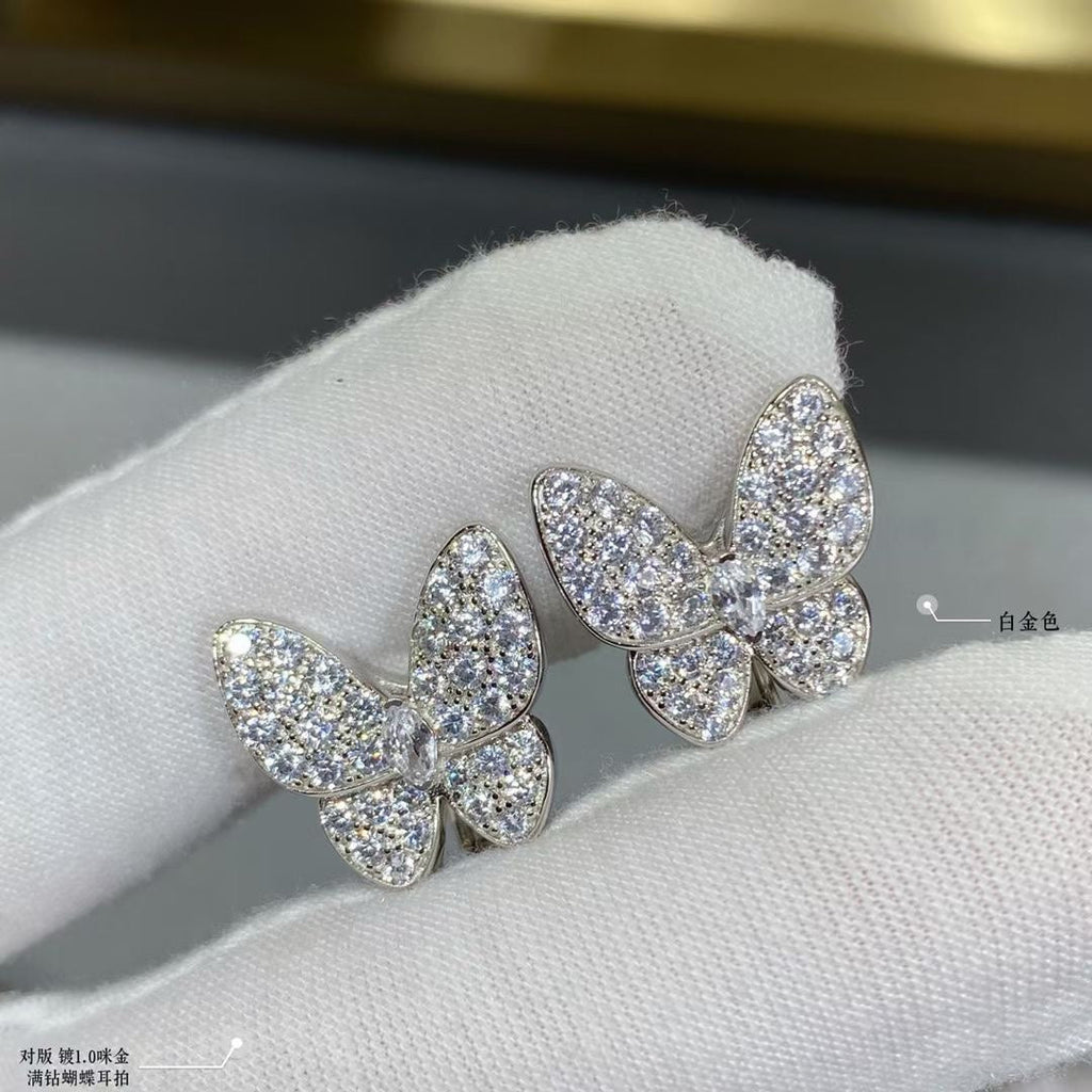 Two Butterfly Diamond Earrings - 18K Gold