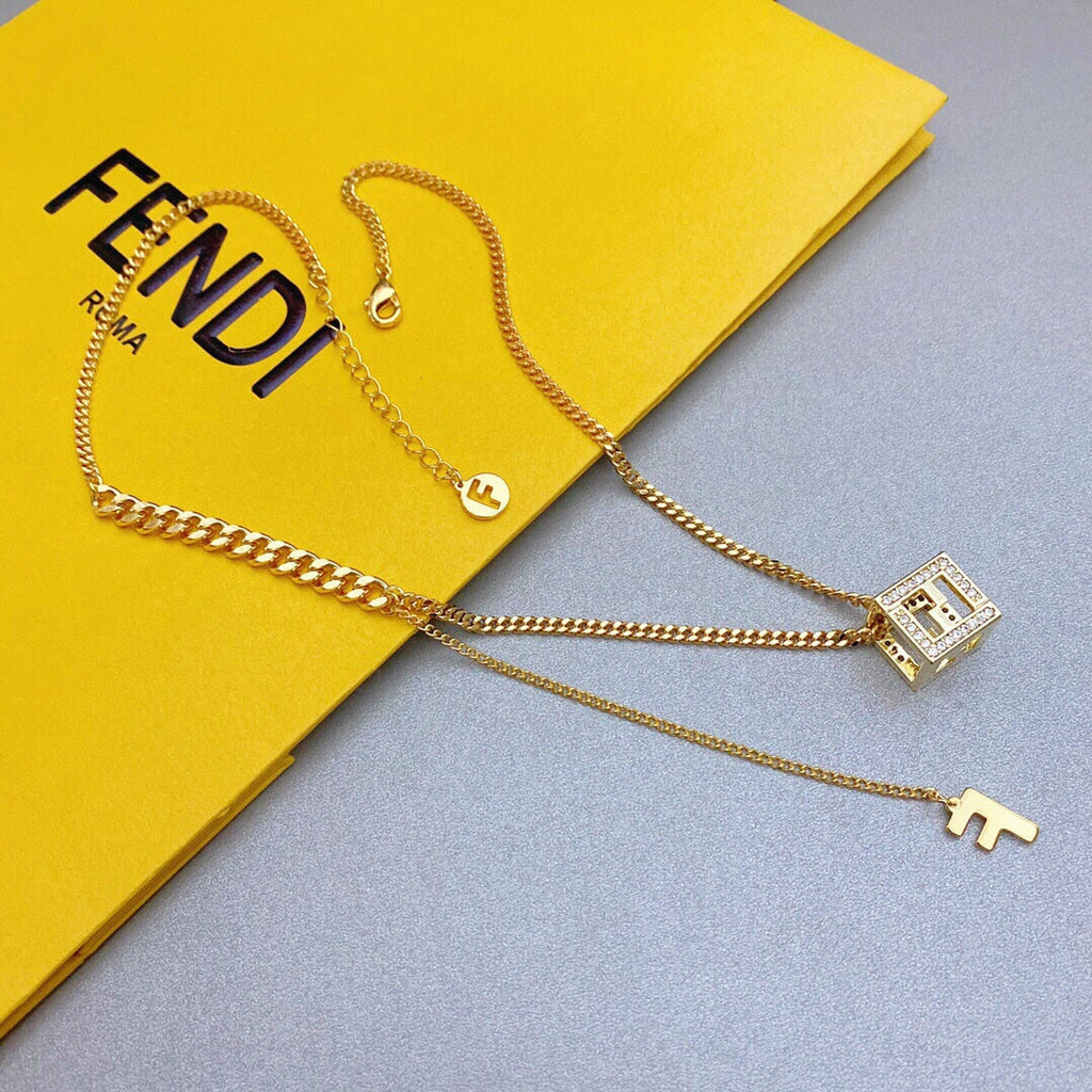 Fendi Cube Diamond Necklace - 18K Gold