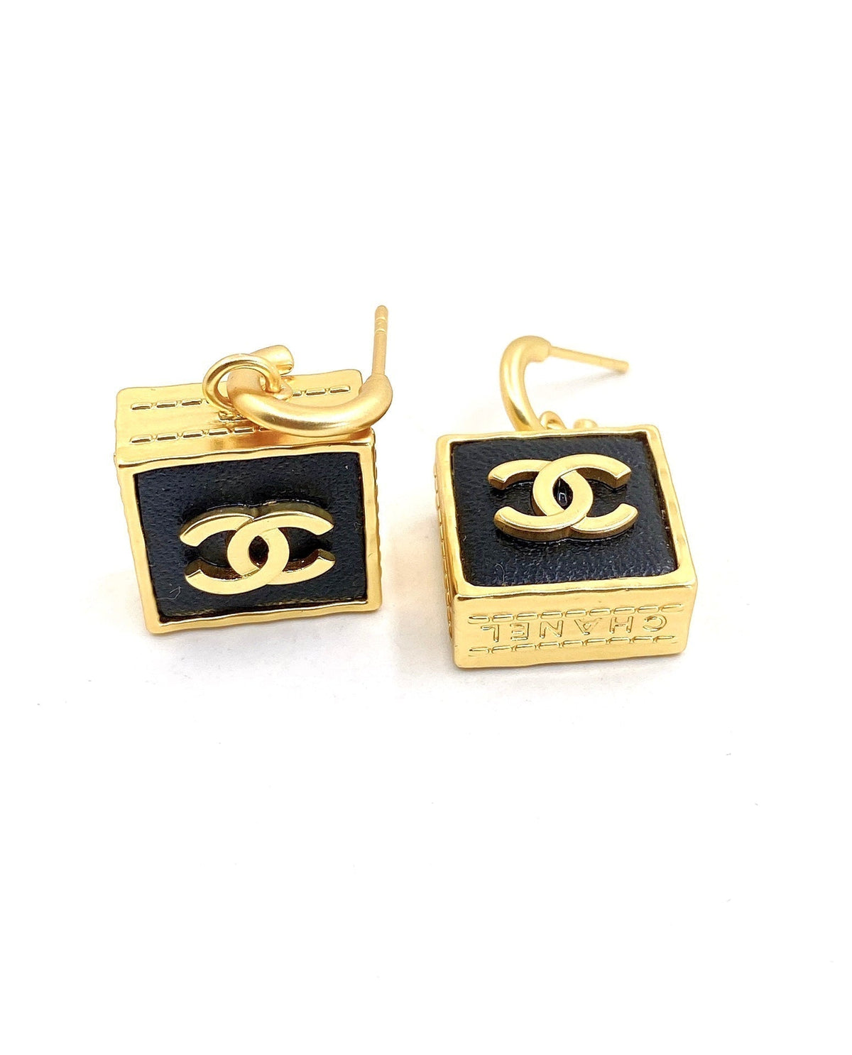 Chanel Black Bag Pendant Earrings - 18K Yellow Gold