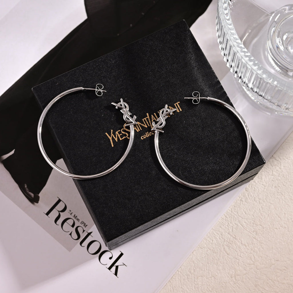 YSL Circle Earrings - 18K Gold