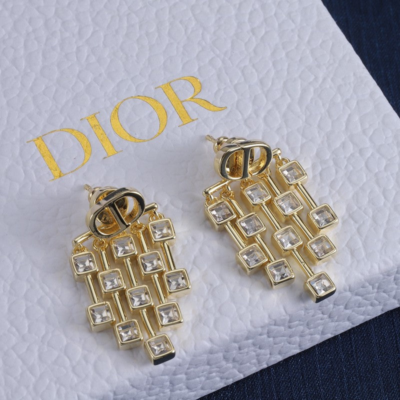 Dior Crystal Earrings - 18K Yellow Gold