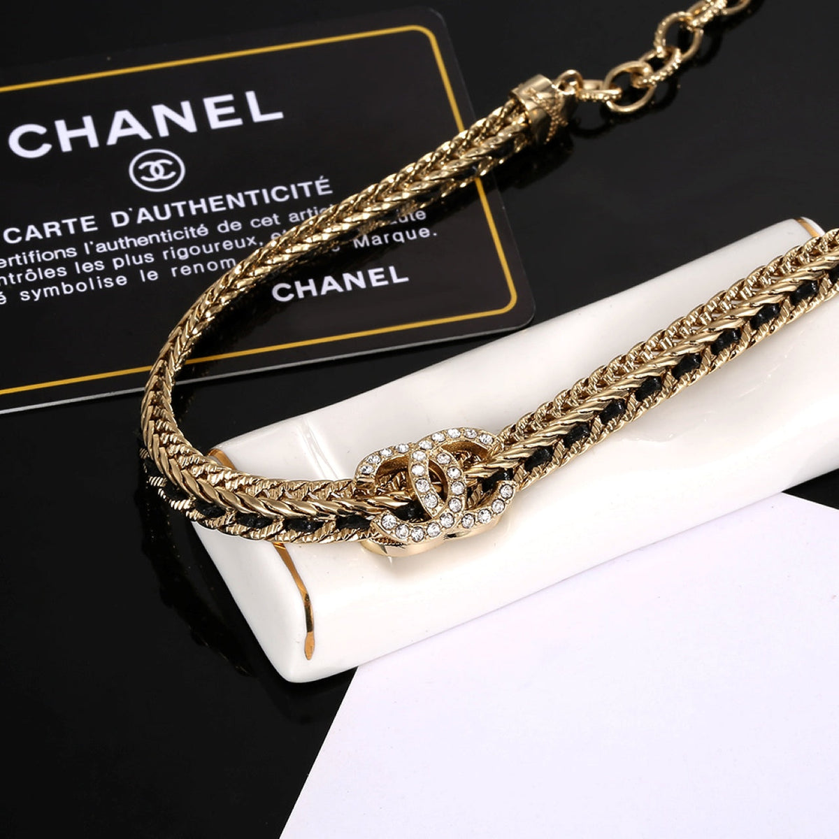 Chanel Strass Chain Choker Necklace
