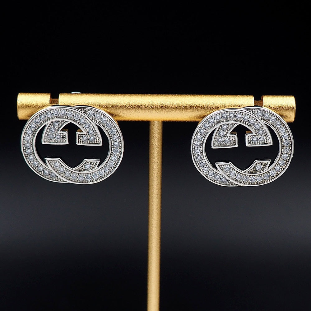 Gucci Double G Diamond Earrings - 18K White Gold