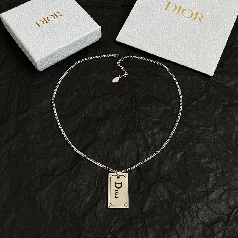 Dior Oblique Plate Pendant Necklace