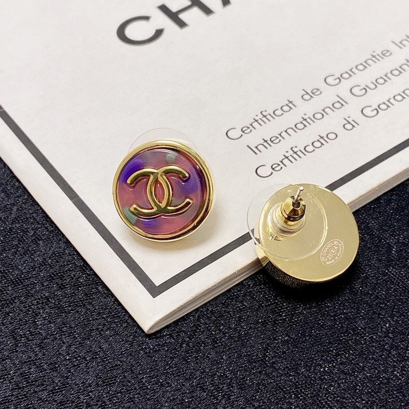 Chanel Colorful Round Earrings - 18K Yellow Gold