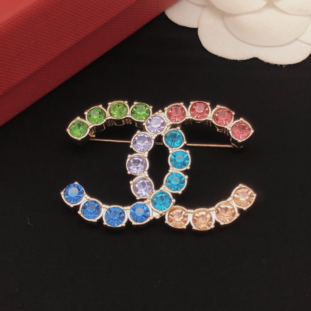 Chanel Color Crystal Brooch