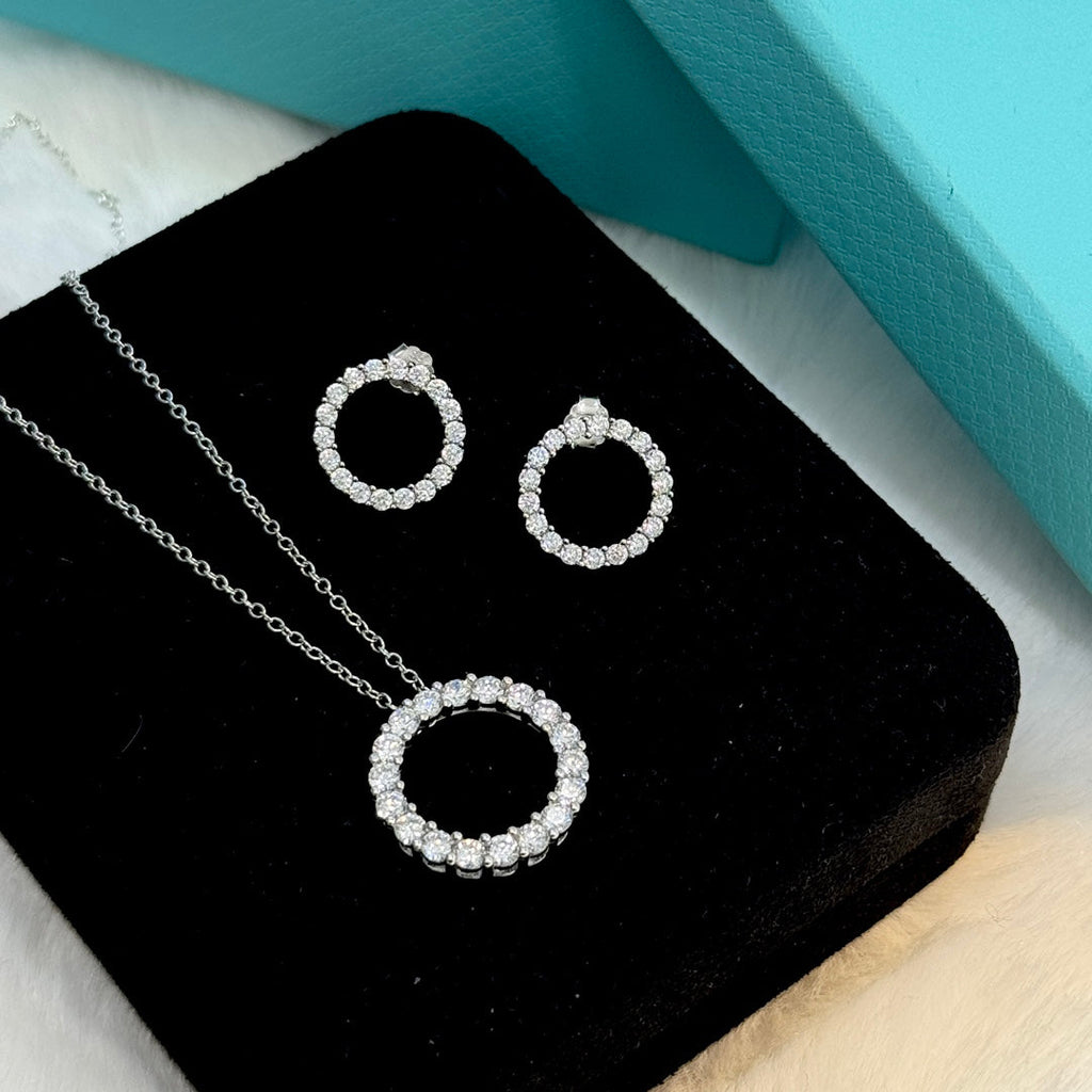 Tiffany Circle Diamond Earrings - 18K White Gold