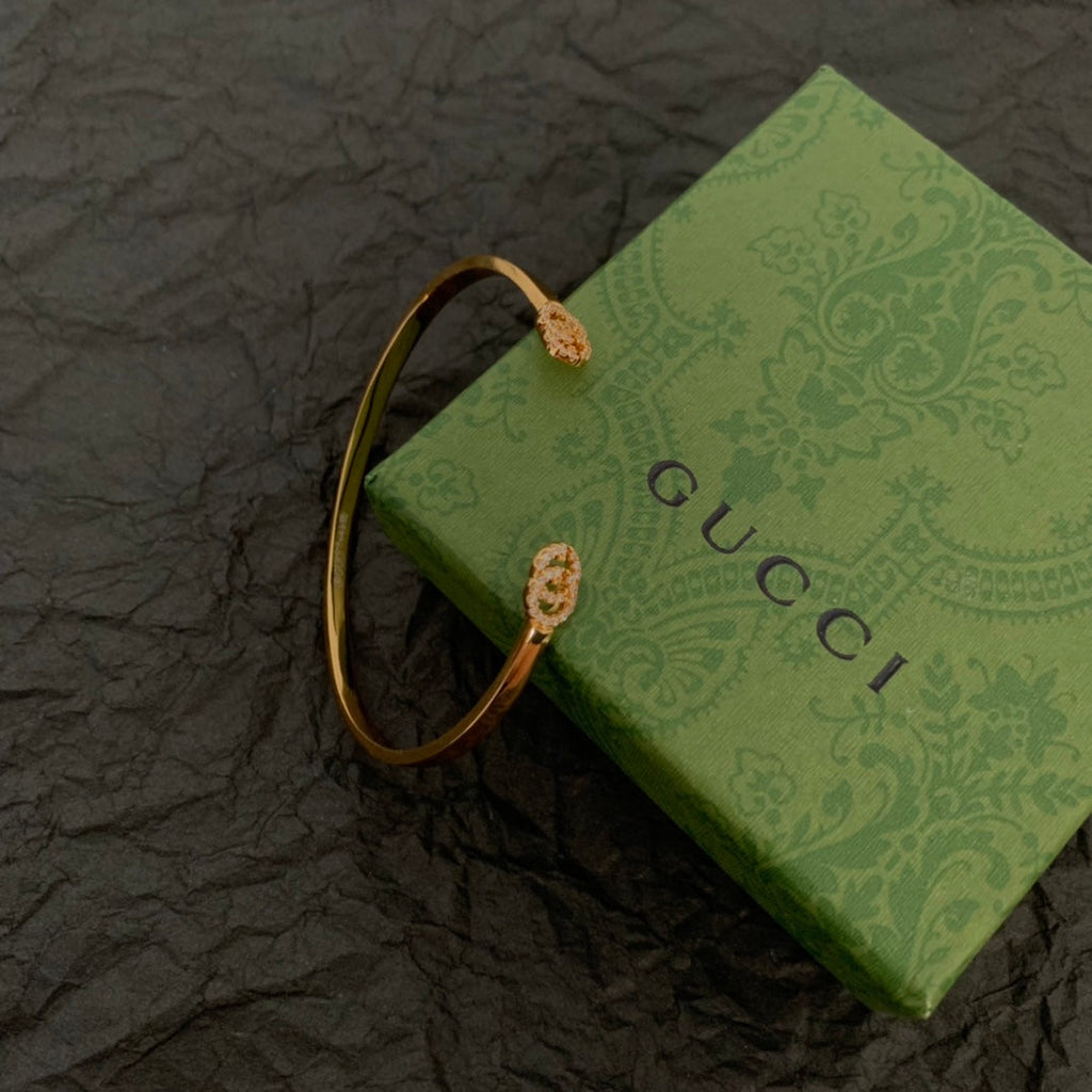 Gucci Double G Running Diamond Cuff Bracelet