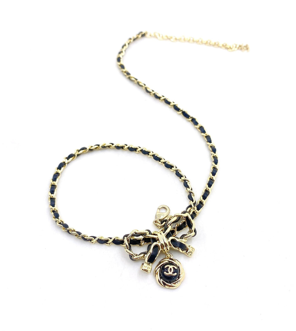 Chanel Rhinestone Bow Tie Necklace