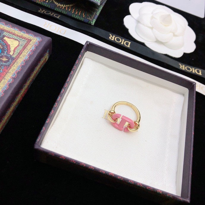 Dior Pink Heart Ring - 18K Yellow Gold