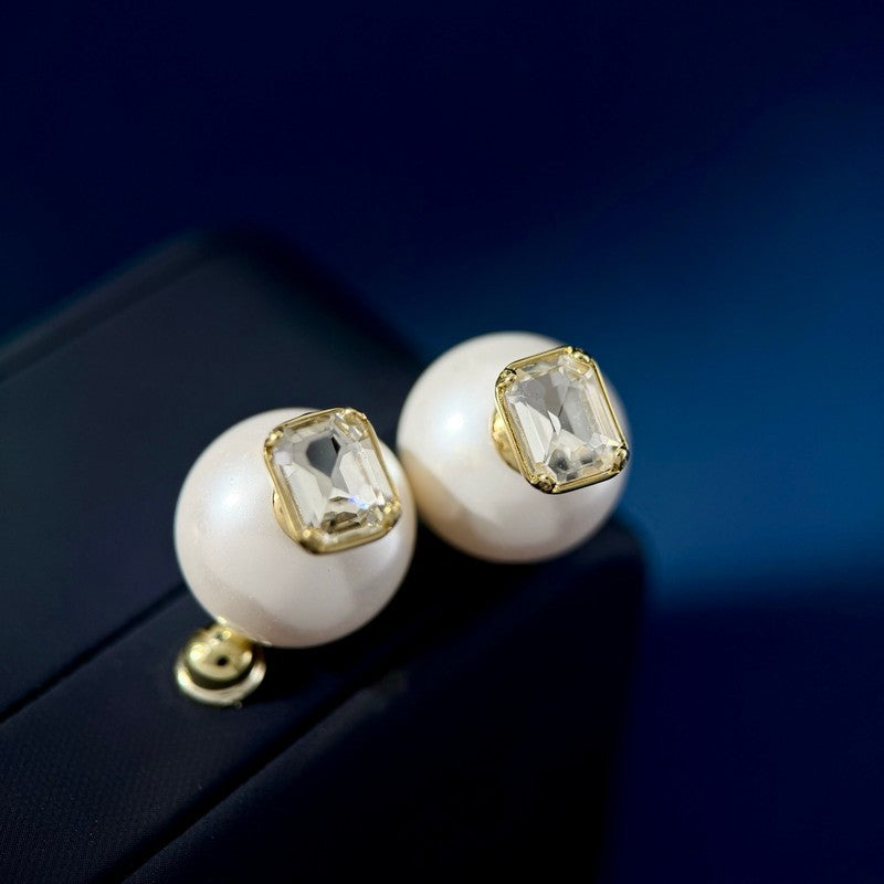 Dior Pearl Crystal Earrings - 18K Yellow Gold
