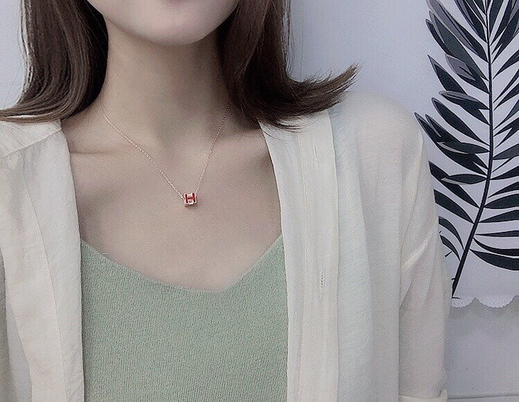Hermes Cage D'H White Necklace