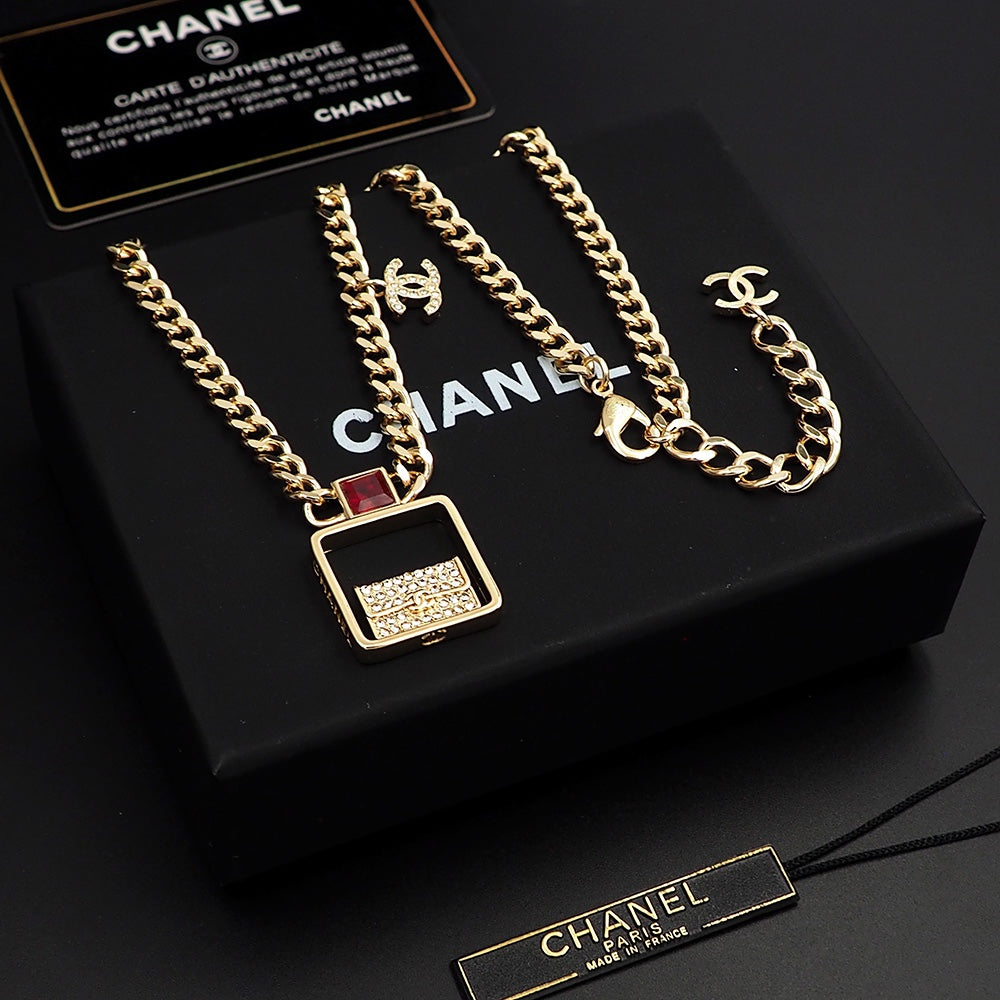 Chanel Red Bag Pendant Necklace
