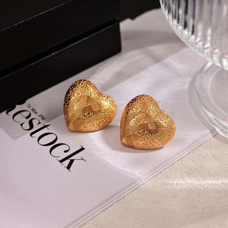 YSL Heart Earrings - 18K Yellow Gold