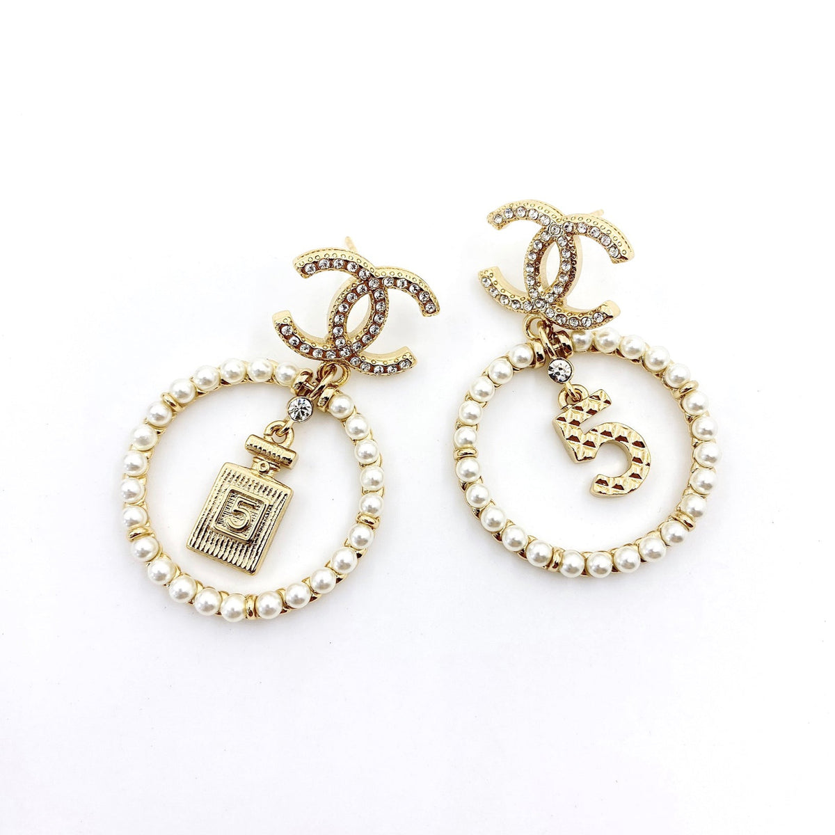 Chanel No.5 Perfume Bottle Earrings - 18K Yellow Gold