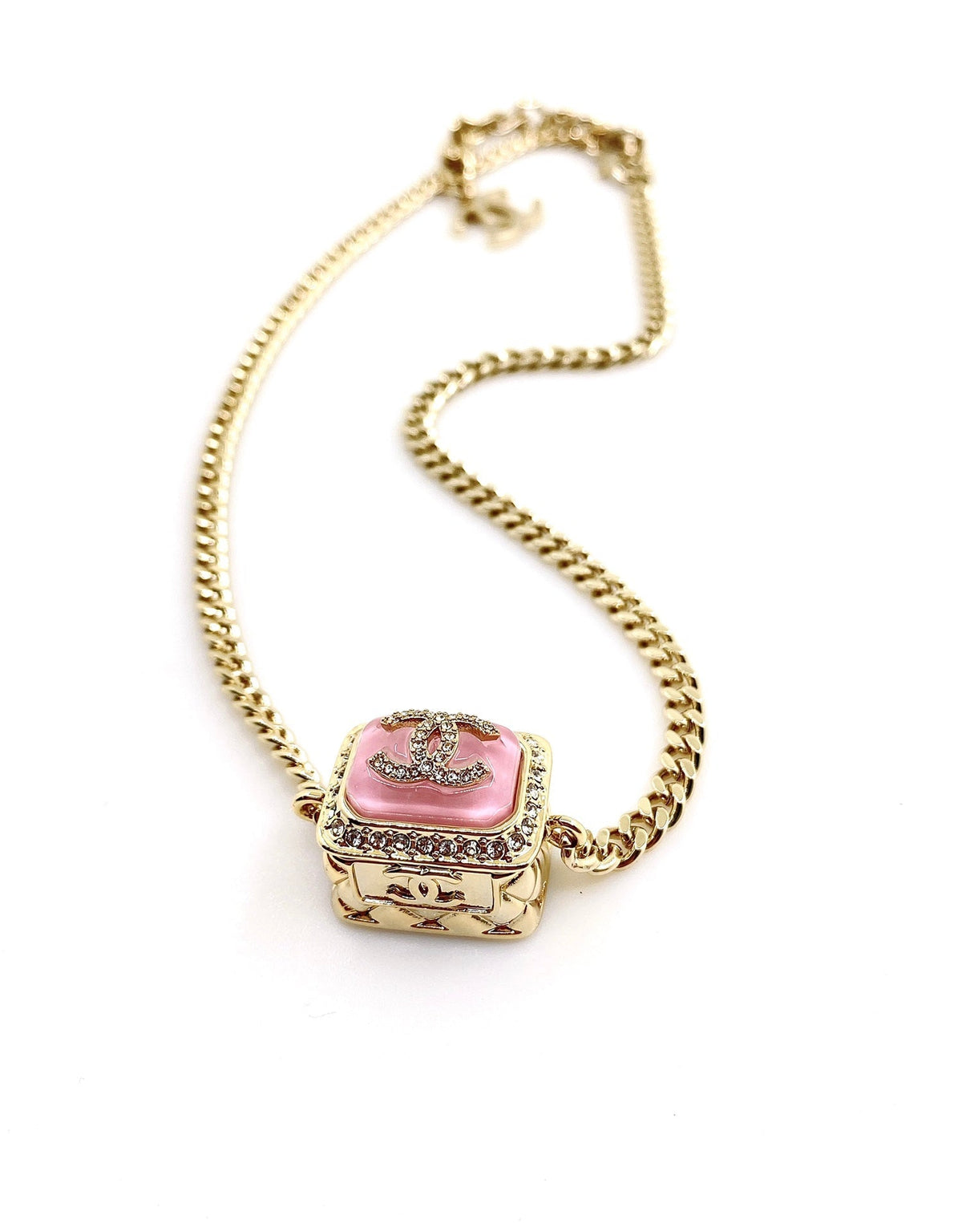 Chanel Pink Resin Chain Necklace