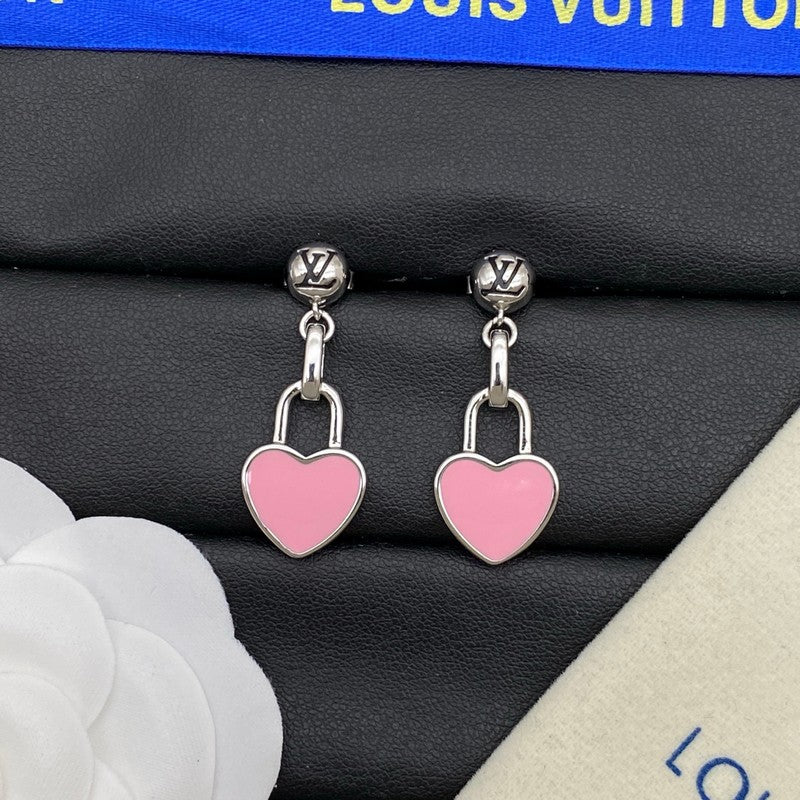 Louis Vuitton Pink Heart Earrings - 18K Gold