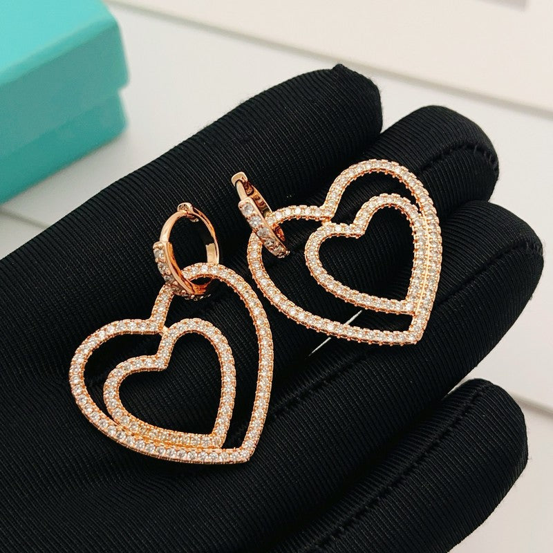 Tiffany Heart Diamond Earrings - 18K Gold