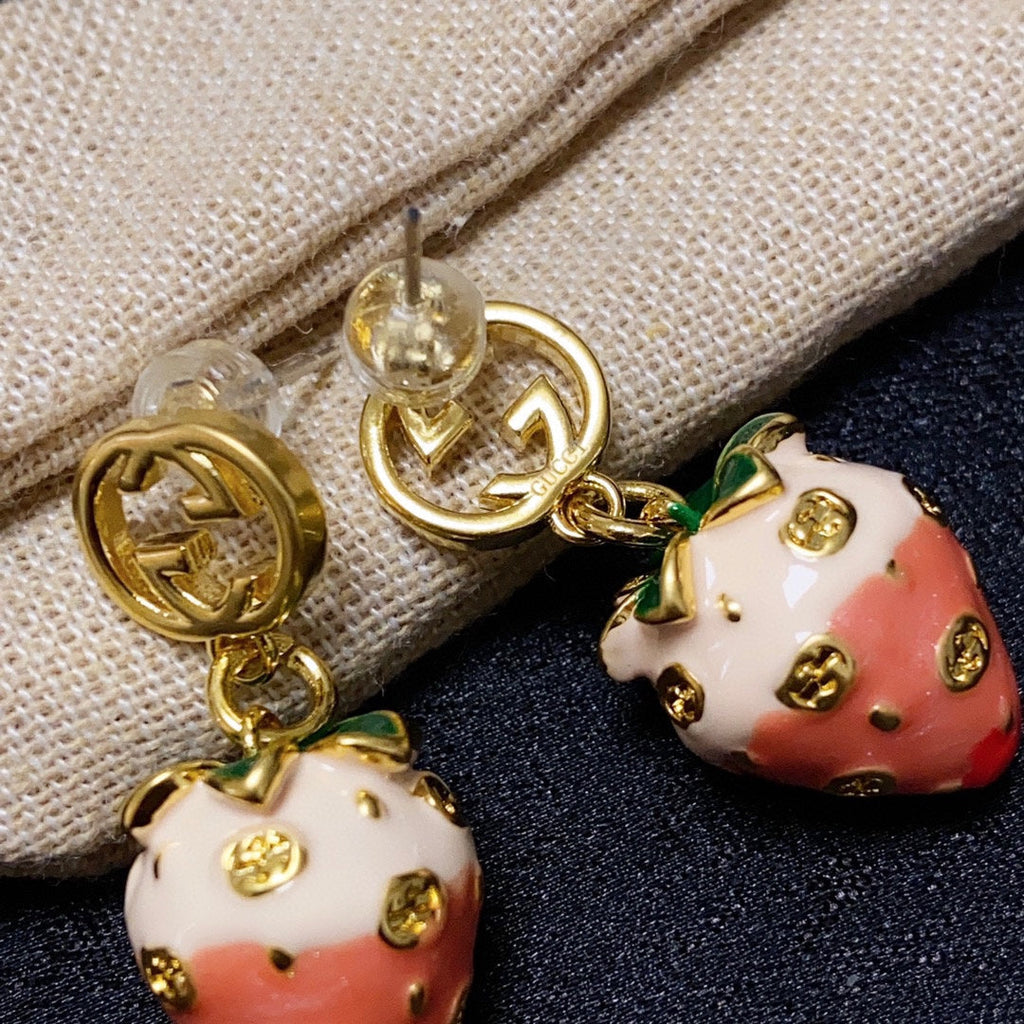 Gucci Double G Strawberry Earrings - 18K Yellow Gold