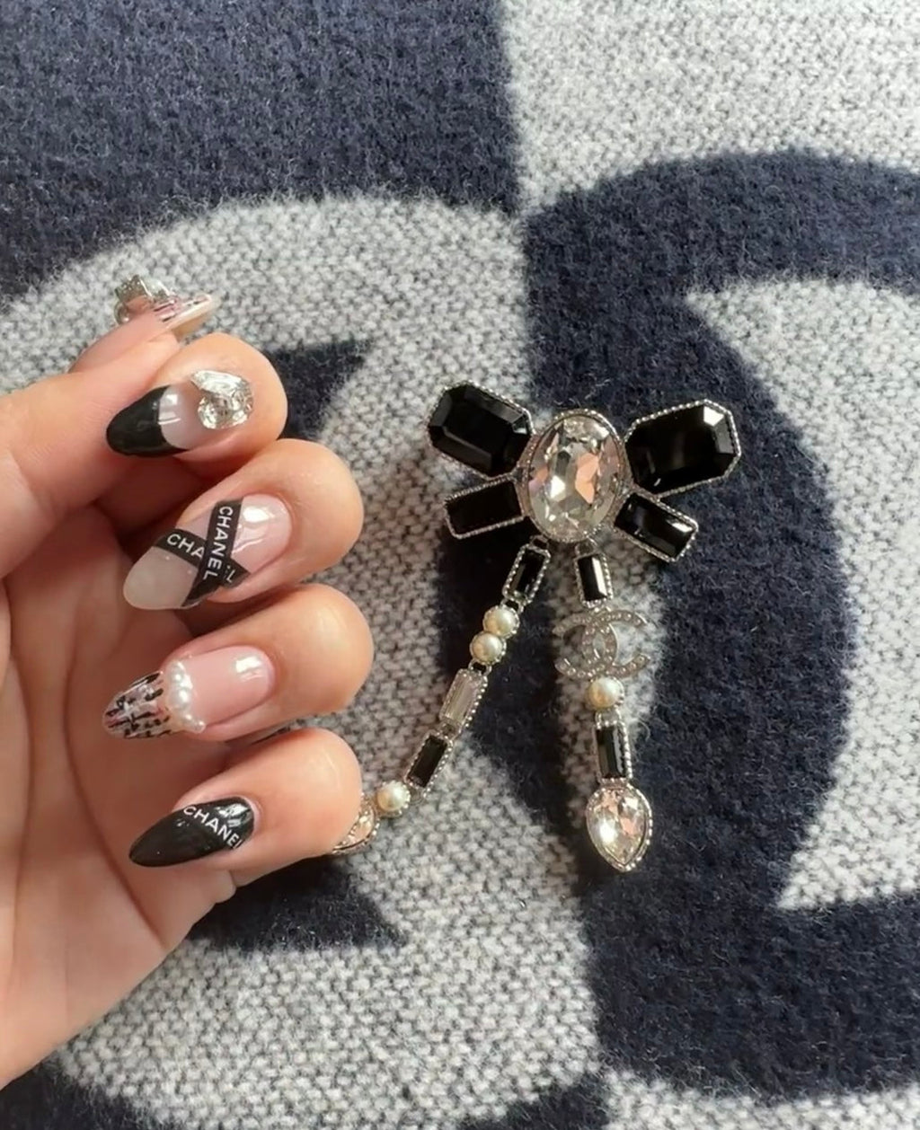 Chanel Bow Tie Crystal Brooch