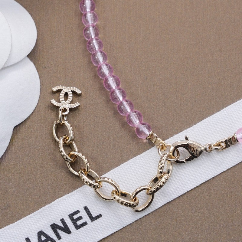 Chanel Purple Crystal Flower Necklace