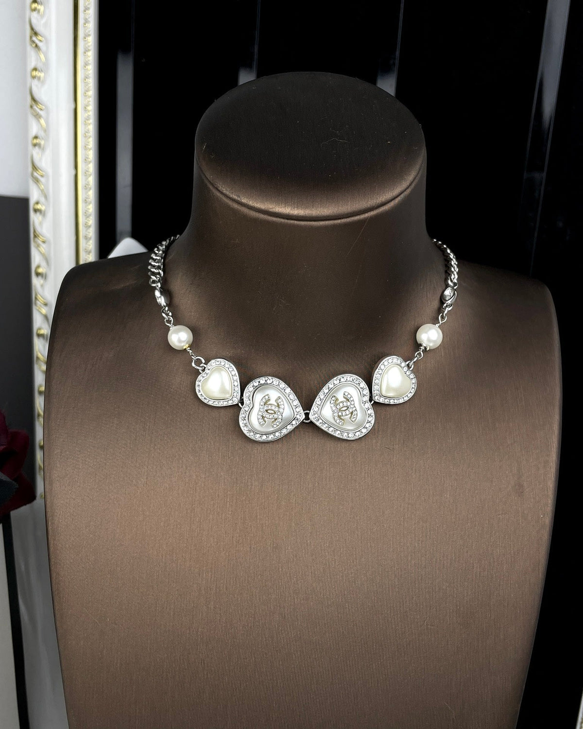 Chanel Heart Crystal Necklace
