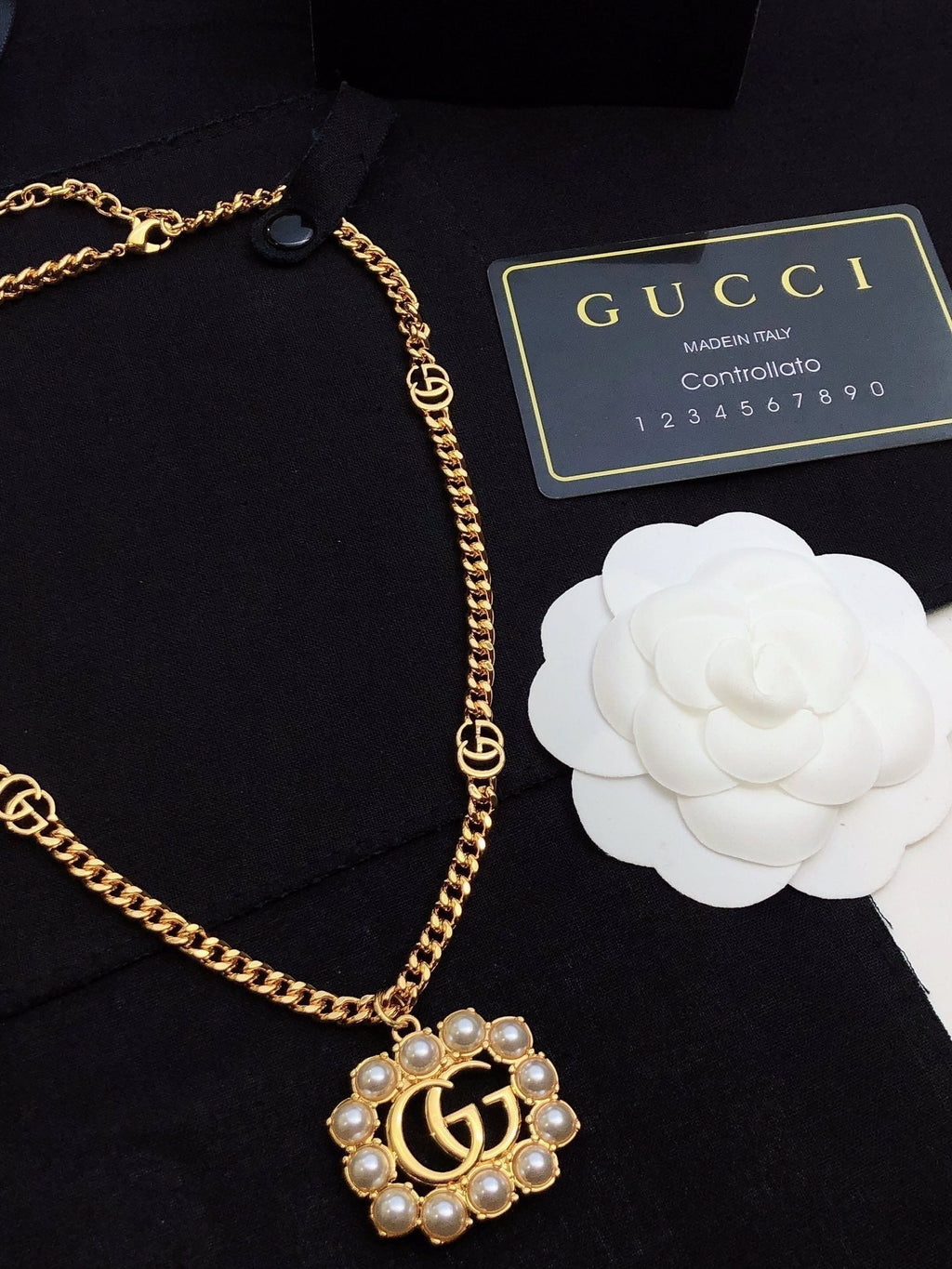 Gucci Double G Pearl Double G Necklace