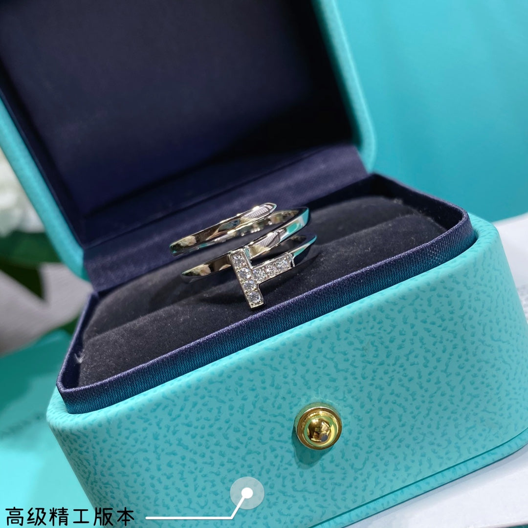 Tiffany Moissanite Square Ring - 18K Gold