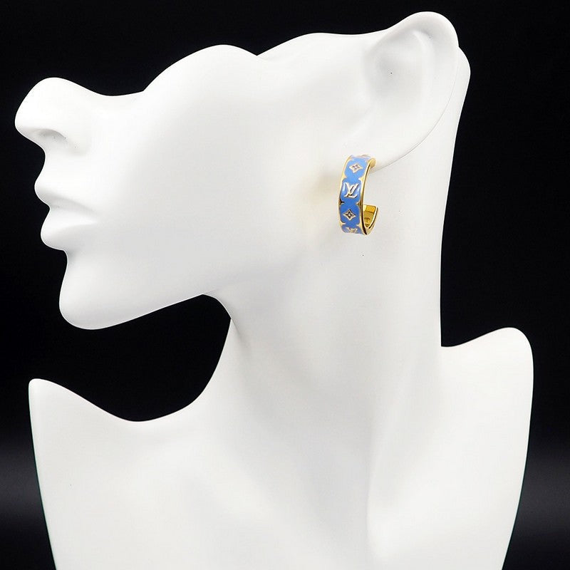 Louis Vuitton Nanogram Enamel Earrings - 18K Yellow Gold