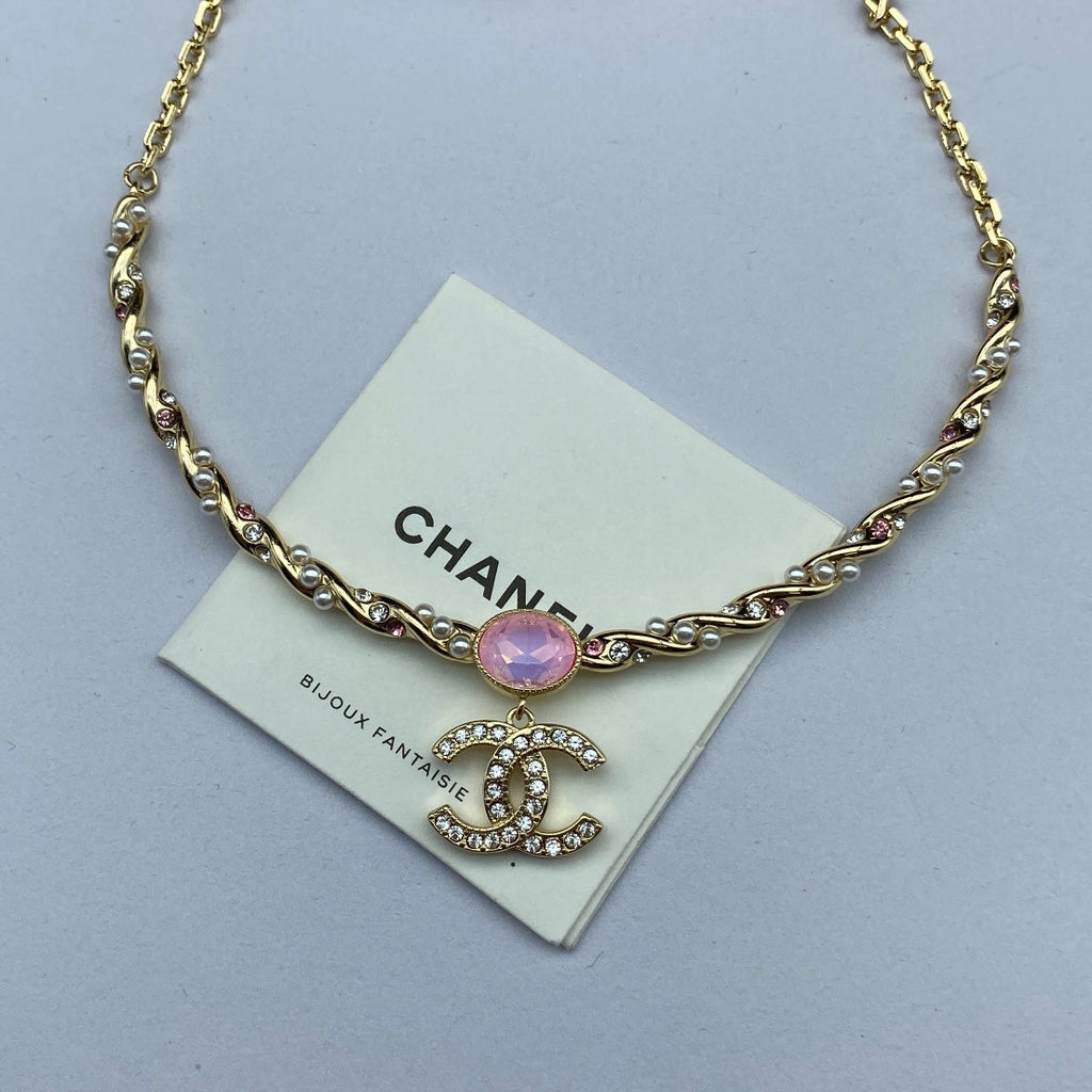Chanel Pink Crystal Necklace